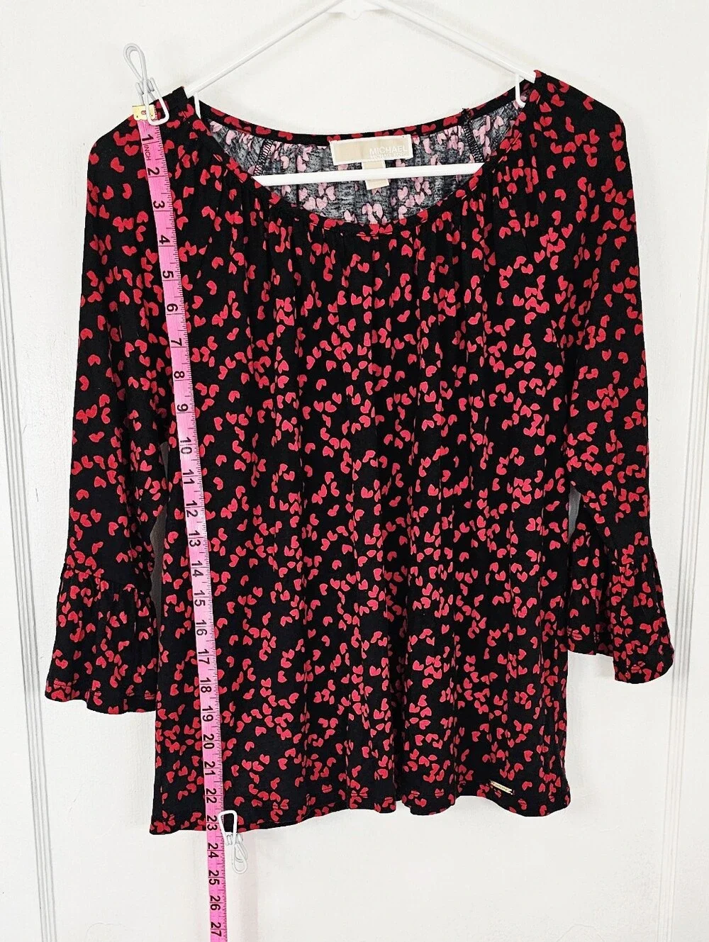 Michael Kors Heart Print Top with Ruffle Sleeves